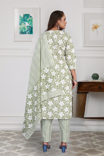 Cotton 3 Pc Set Pista Flower Print