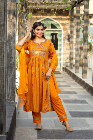 Golden Color Kurta with Pant and Dupatta