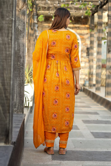 Golden Color Kurta with Pant and Dupatta