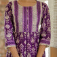 Purple Ikkat Printed 3 Piece Suit with Dupatta and Pant