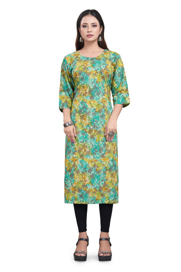 Parrot Green Kurti - Muslin