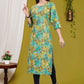 Parrot Green Kurti - Muslin