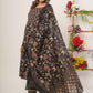 Black Colour Flower Print 3 Piece Kurta with Pant and Dupatta