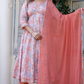 Peach Color Pure Mul-Mul Kurta With Pant and Dupatta