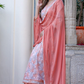 Peach Color Pure Mul-Mul Kurta With Pant and Dupatta