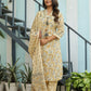 Cotton Yellow 3 Pc Suit