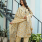 Cotton Yellow 3 Pc Suit