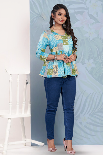 Blue Angrakha Top