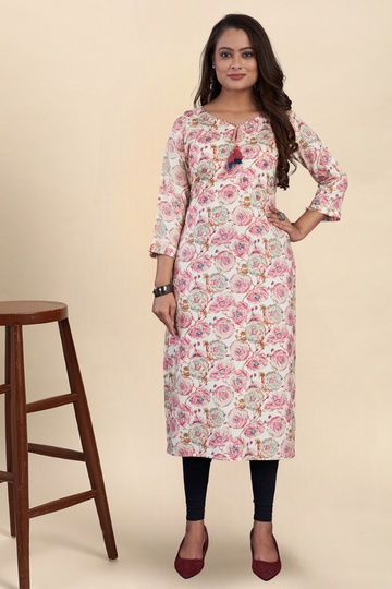 Flower Printed Kurta (Cream)