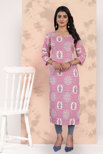 Pink Straight Kurti