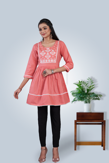 Pink Color Embroidered Tunic