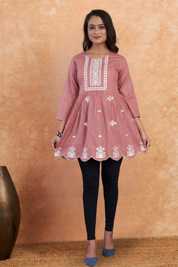 Peach Embroidery Tunic