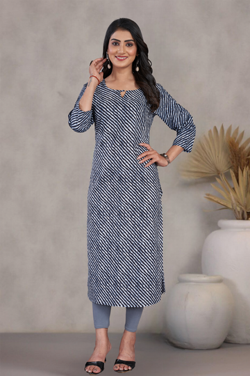 Black Laheriya Printed Straight Kurti