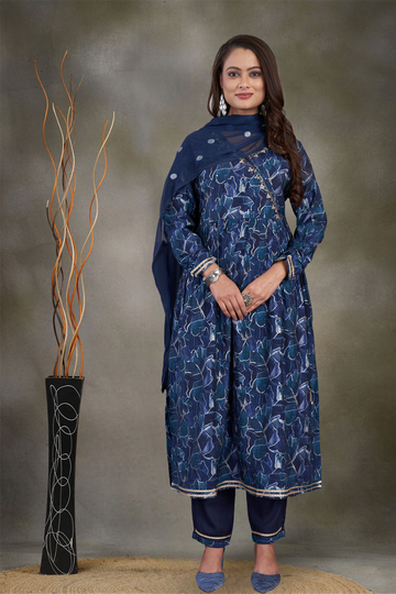 Muslin 3 Pc Set (Navy Blue)