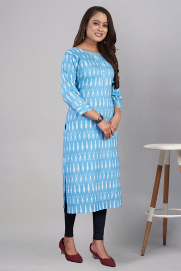 Light Blue Printed Kurti