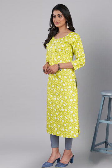 Neon Green Straight Kurti