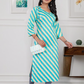 Sea Green Laheriya Printed Straight Kurti