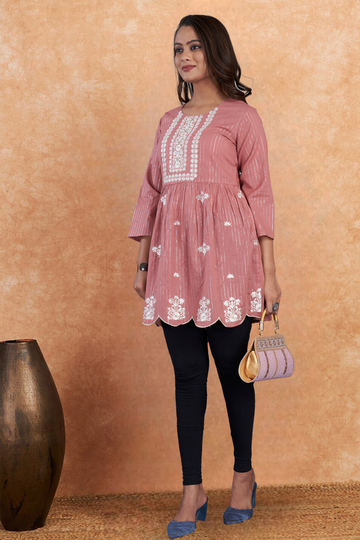 Peach Embroidery Tunic