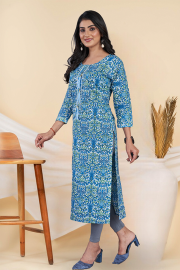 Blue Straight Kurti