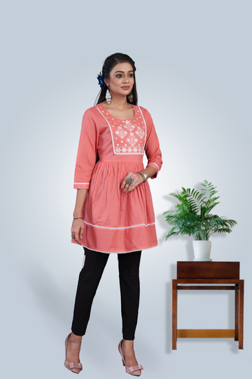 Pink Color Embroidered Tunic