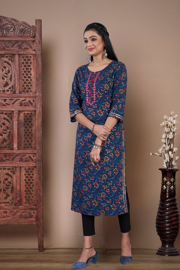 Blue Bandhani Printed Kurti