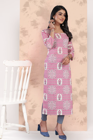 Pink Straight Kurti