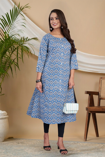 Light Blue Aline Kurti