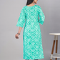 Sea Green Bandhani Printed Straight Kurti