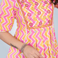 Pink Chevron Printed Flared Ethnic Dress