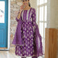 Purple Ikkat Printed 3 Piece Suit with Dupatta and Pant