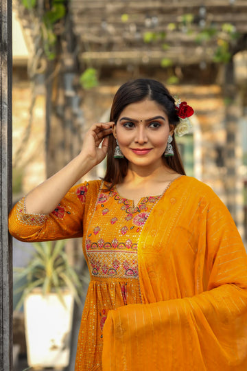 Golden Color Kurta with Pant and Dupatta