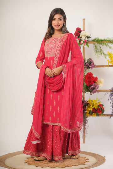 Pink 3 Piece Sharara Set